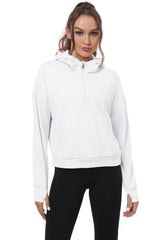 YIRUIYA Women's Half Zip Hooded Sweatshirt Long Sleeve