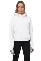 YIRUIYA Women's Half Zip Hooded Sweatshirt Long Sleeve