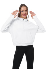 YIRUIYA Women's Half Zip Hooded Sweatshirt Long Sleeve