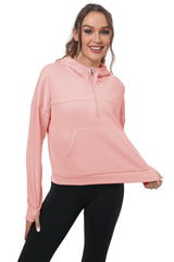 YIRUIYA Women's Half Zip Hooded Sweatshirt Long Sleeve