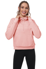 YIRUIYA Women's Half Zip Hooded Sweatshirt Long Sleeve