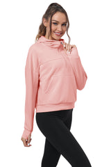 YIRUIYA Women's Half Zip Hooded Sweatshirt Long Sleeve