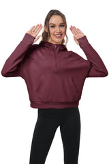 YIRUIYA Women's Half Zip Hooded Sweatshirt Long Sleeve