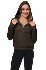 YIRUIYA Women's Half Zip Hooded Sweatshirt Long Sleeve