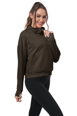 YIRUIYA Women's Half Zip Hooded Sweatshirt Long Sleeve