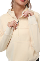 YIRUIYA Women's Half Zip Hooded Sweatshirt Long Sleeve