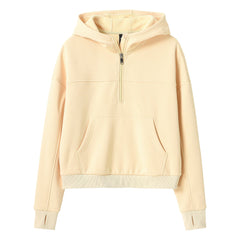 YIRUIYA Women's Half Zip Hooded Sweatshirt Long Sleeve