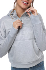 YIRUIYA Women's Half Zip Hooded Sweatshirt Long Sleeve