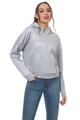 YIRUIYA Women's Half Zip Hooded Sweatshirt Long Sleeve