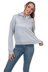 YIRUIYA Women's Half Zip Hooded Sweatshirt Long Sleeve