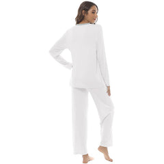 YIRUIYA Women's long casual V-neck pajama set