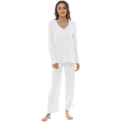 YIRUIYA Women's long casual V-neck pajama set