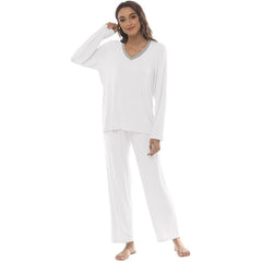 YIRUIYA Women's long casual V-neck pajama set