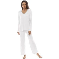 YIRUIYA Women's long casual V-neck pajama set