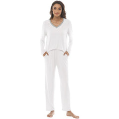 YIRUIYA Women's long casual V-neck pajama set