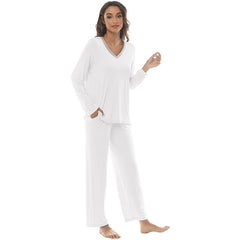 YIRUIYA Women's long casual V-neck pajama set