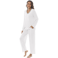 YIRUIYA Women's long casual V-neck pajama set