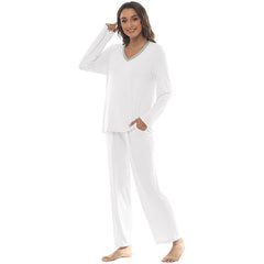 YIRUIYA Women's long casual V-neck pajama set