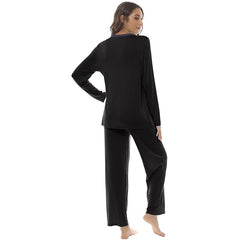 YIRUIYA Women's long casual V-neck pajama set