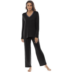 YIRUIYA Women's long casual V-neck pajama set