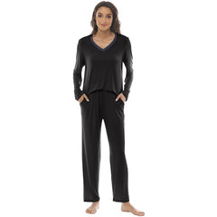 YIRUIYA Women's long casual V-neck pajama set