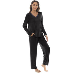 YIRUIYA Women's long casual V-neck pajama set