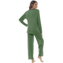 YIRUIYA Women's long casual V-neck pajama set