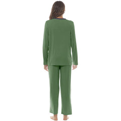 YIRUIYA Women's long casual V-neck pajama set