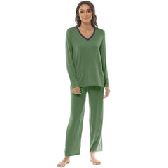 YIRUIYA Women's long casual V-neck pajama set