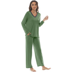 YIRUIYA Women's long casual V-neck pajama set