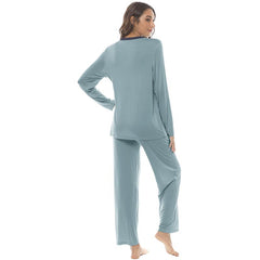 YIRUIYA Women's long casual V-neck pajama set