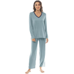 YIRUIYA Women's long casual V-neck pajama set