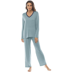 YIRUIYA Women's long casual V-neck pajama set