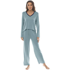 YIRUIYA Women's long casual V-neck pajama set