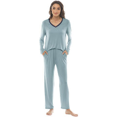 YIRUIYA Women's long casual V-neck pajama set