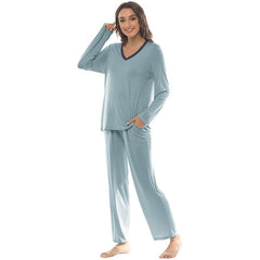 YIRUIYA Women's long casual V-neck pajama set