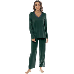 YIRUIYA Women's long casual V-neck pajama set