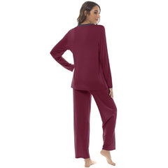 YIRUIYA Women's long casual V-neck pajama set