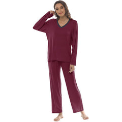 YIRUIYA Women's long casual V-neck pajama set