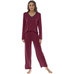 YIRUIYA Women's long casual V-neck pajama set