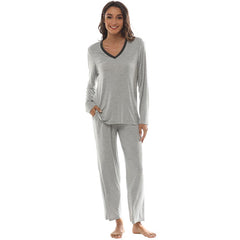 YIRUIYA Women's long casual V-neck pajama set