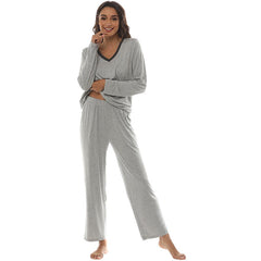 YIRUIYA Women's long casual V-neck pajama set