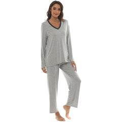 YIRUIYA Women's long casual V-neck pajama set