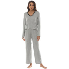 YIRUIYA Women's long casual V-neck pajama set