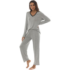 YIRUIYA Women's long casual V-neck pajama set