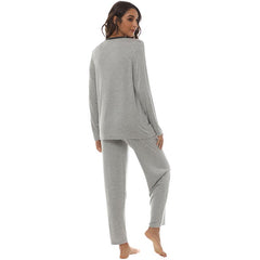 YIRUIYA Women's long casual V-neck pajama set