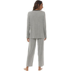 YIRUIYA Women's long casual V-neck pajama set