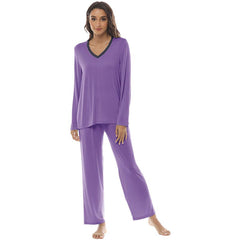 YIRUIYA Women's long casual V-neck pajama set