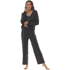 YIRUIYA Women's long casual V-neck pajama set