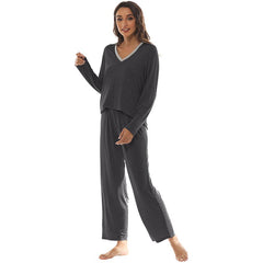 YIRUIYA Women's long casual V-neck pajama set